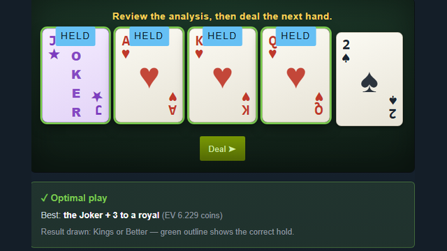 Joker Poker video poker trainer with the wild joker